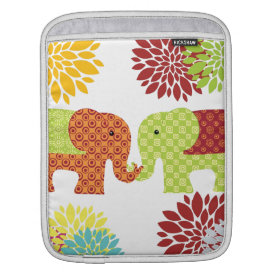 Pretty Elephants in Love Holding Trunks Flowers Sleeves For iPads