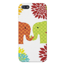Pretty Elephants in Love Holding Trunks Flowers Case For iPhone 5