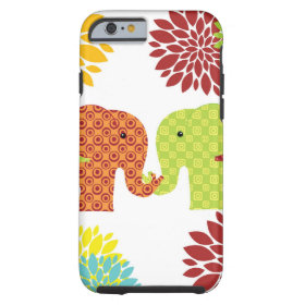Pretty Elephants in Love Holding Trunks Flowers iPhone 6 Case