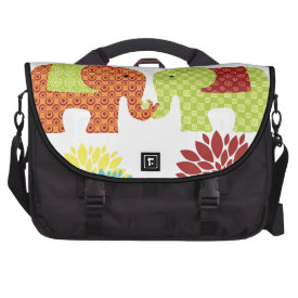 Pretty Elephants in Love Holding Trunks Flowers Laptop Bag