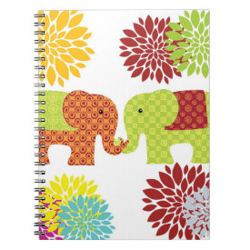 Pretty Elephants in Love Holding Trunks Flowers Journal