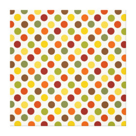 Pretty Fall Autumn Colors Polka Dots Pattern Stretched Canvas Print