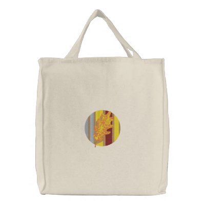 Pretty Fall Leaf Design Tote Embroidered Tote Bag by silly_strings