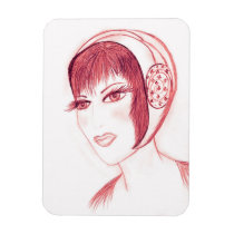 Pretty Flapper in Red Rectangle Magnets