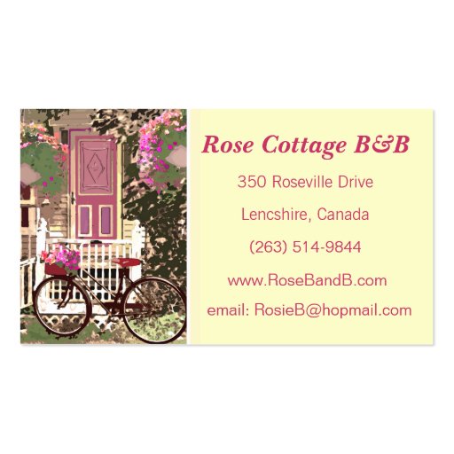 Pretty Floral  Bed & Breakfast / Cottage Rental Business Card Template (front side)