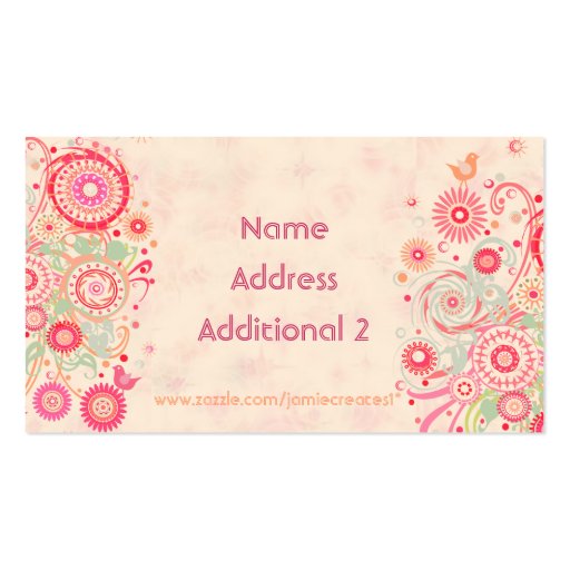 Pretty Floral  Business Business Card Templates (back side)