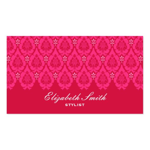 Pretty Floral Damask Pink Business Card (front side)