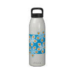 Pretty floral design, blue, orange and white. water bottle