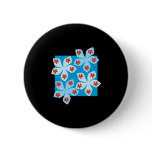 Pretty floral design, blue, red and black. pins