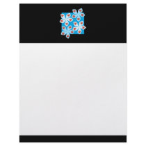 Pretty floral design, blue, red and black. customized letterhead