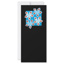 Pretty floral design, blue, red and black. rack card template