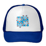 Pretty floral design, blue, red and white. trucker hats