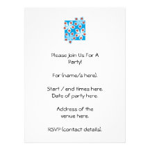 Pretty floral design, blue, red and white. personalized invite