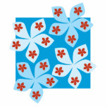 Pretty floral design, blue, red and white. acrylic cut out