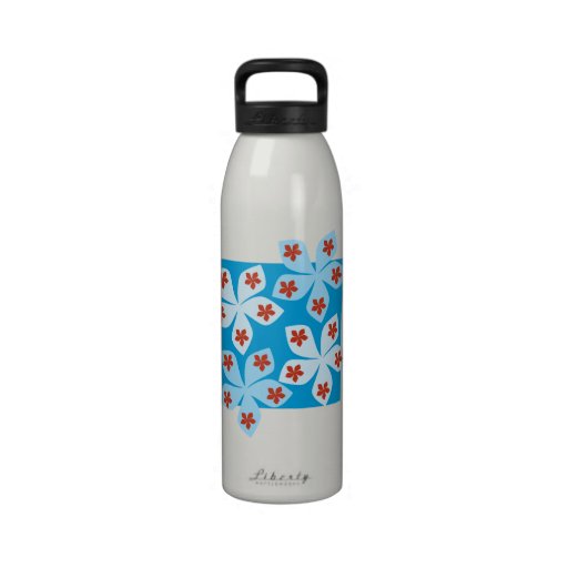 Pretty floral design, blue, red and white. drinking bottles