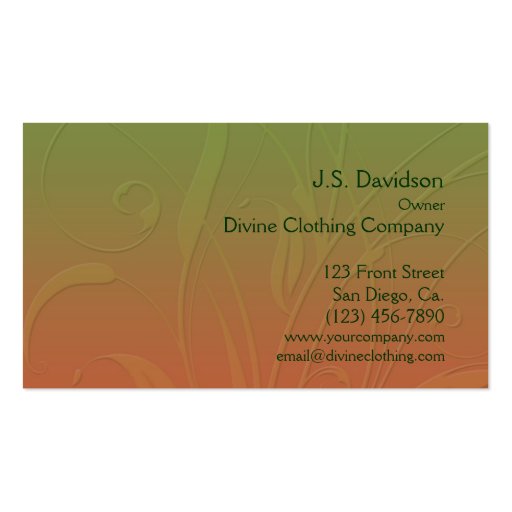 Pretty Floral Leaf Design Business Card Template (front side)
