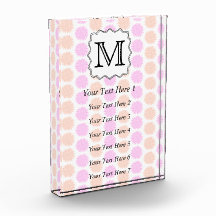 Pretty Floral Pattern with Custom Monogram Letter. Acrylic Award