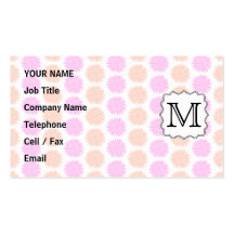 Pretty Floral Pattern with Custom Monogram Letter. Business Card Template