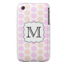 Pretty Floral Pattern with Custom Monogram Letter. iPhone 3 Case-Mate Case