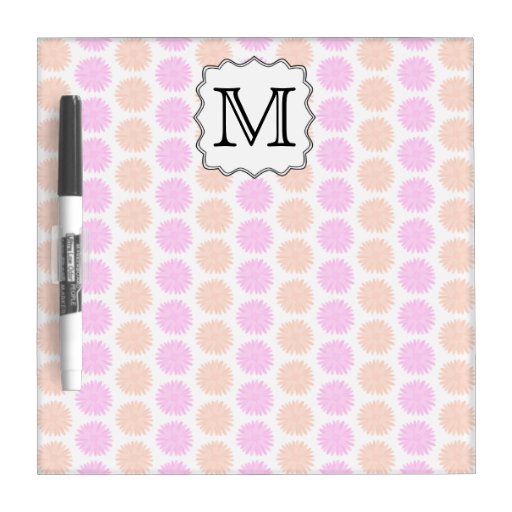 Pretty Floral Pattern with Custom Monogram Letter. Dry Erase Board