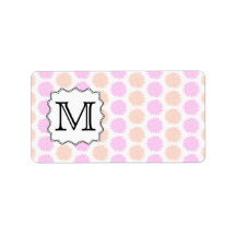 Pretty Floral Pattern with Custom Monogram Letter. Address Label