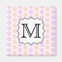 Pretty Floral Pattern with Custom Monogram Letter. Refrigerator Magnet