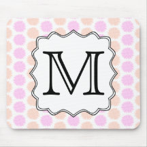 Pretty Floral Pattern with Custom Monogram Letter. Mouse Pads
