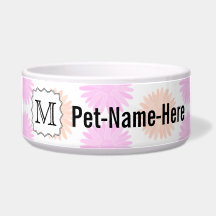 Pretty Floral Pattern with Custom Monogram Letter. Dog Water Bowl