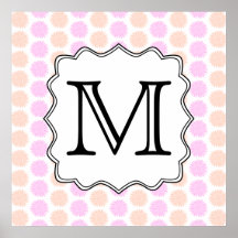 Pretty Floral Pattern with Custom Monogram Letter. Poster