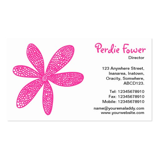 Pretty Flower - Hot Pink FF3399 Business Cards (back side)
