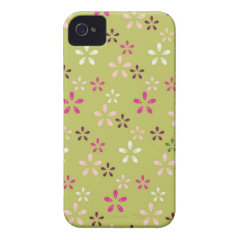 Pretty Flower Pattern Pink and Green Gifts Case-Mate iPhone 4 Cases