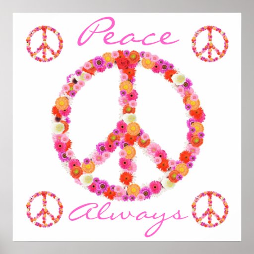 Pretty Flower Peace Sign Poster Print | Zazzle