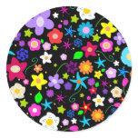 Pretty Flower Star Round Stickers