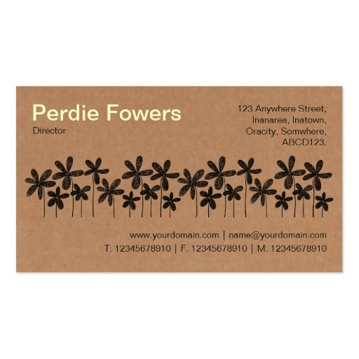 Pretty Flowers - Cardboard Box Texture Business Card Templates (back side)
