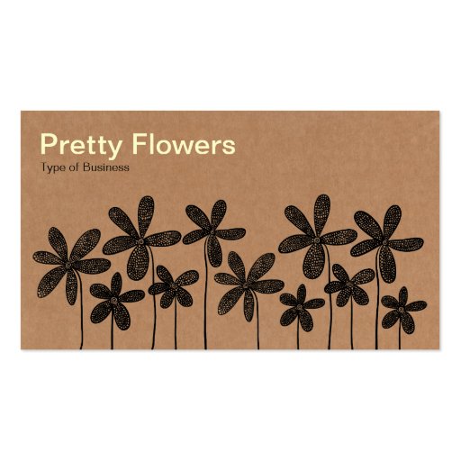 Pretty Flowers - Cardboard Box Texture Business Card Templates (front side)