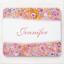 Pretty Flowers Custom Name mousepads