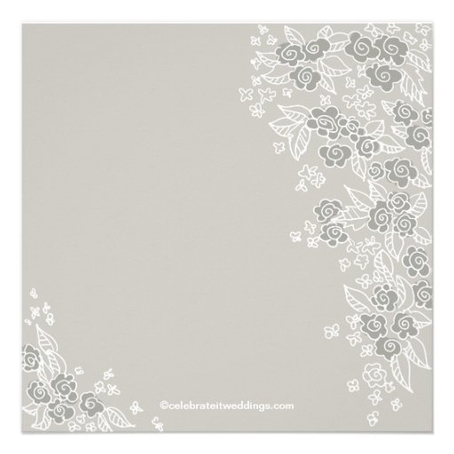 Pretty Flowers Modern Gray Bridal Shower Custom Announcements