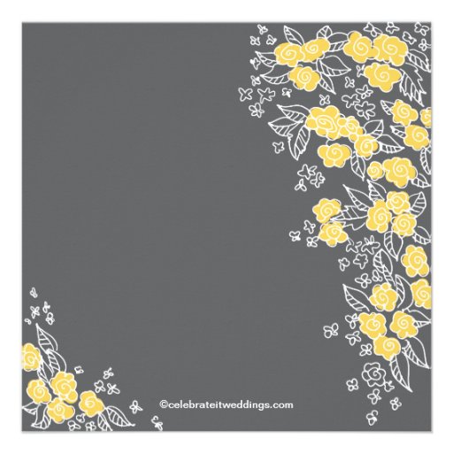Pretty Flowers Modern Gray & Yellow Bridal Shower Custom Invitations