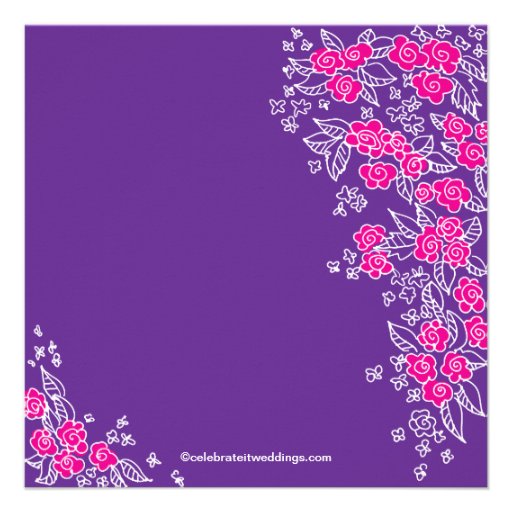 Pretty Flowers Modern Pink & Purple Bridal Shower Invitations