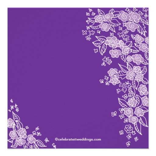 Pretty Flowers Modern Purple & white Bridal Shower Personalized Invitations