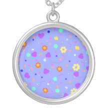 Pretty Flowers on Blue background Custom Jewelry