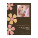 Pretty Flowers Pink/Brown • Baby Announcement postcards by CSKidsOccasions Pretty Flowers Pink/Brown • Baby Announcement postcards