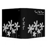 Pretty Flowers - White on Black (1.5in) Vinyl Binders