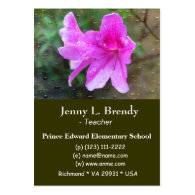 Pretty, fresh pink garden flowers, rain drops business cards