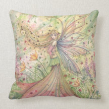 Pretty Garden Flower Fairy Throw Pillow
