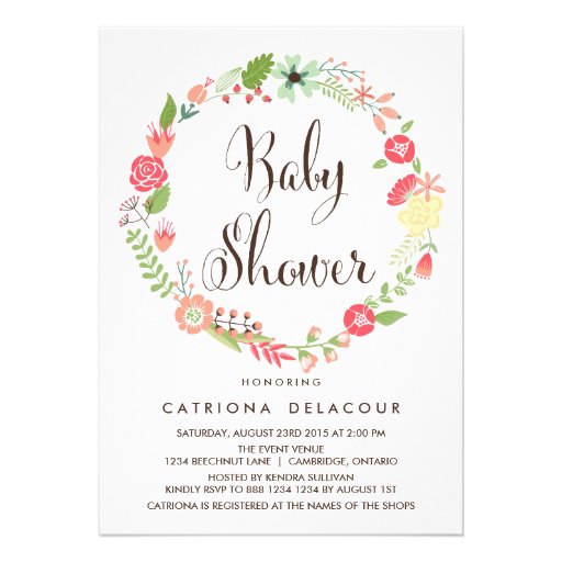 Pretty Garden Wreath Baby Shower Invitation