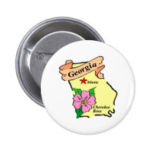 Pretty Georgia Map Tees and Gifts Pinback Button