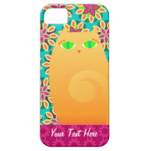Pretty Ginger Kitty on Floral Custom iPhone 5 Case