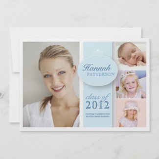 Pretty Girl 4 Photo in Blue Graduation Invitation