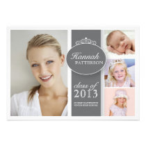 Pretty Girl 4 Photo in Gray Graduation Invitation invitations